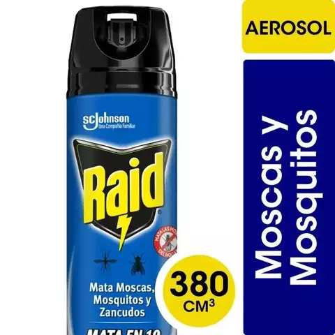 RAID INSECTICIDA MATA MOSCAS Y MOSQUITOS X 380 ML