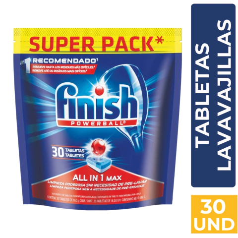 FINISH DETERGENTE EN TABLETAS PARA LAVAVAJILLAS SUPER PACK X 30 UND