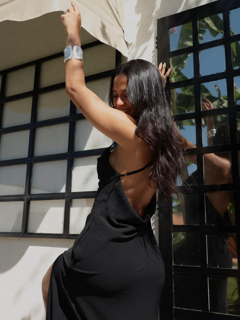 SLIP DRESS AYLA LONGO PRETO
