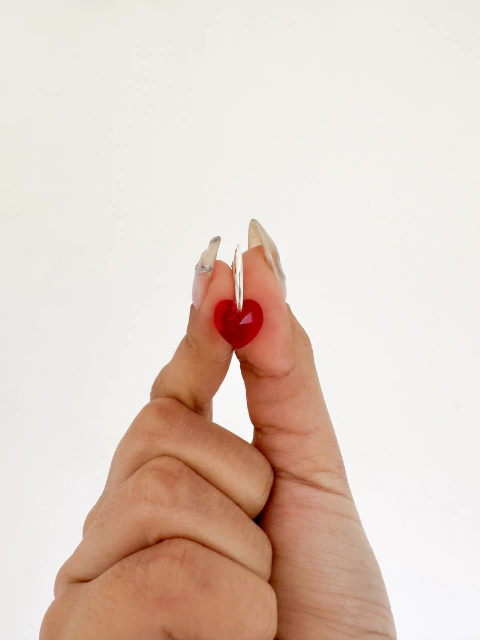 Argollas 14mm Heart SW Red - par (APL14CORJ)