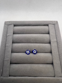 Brinco de olho grego azul 8 mm.