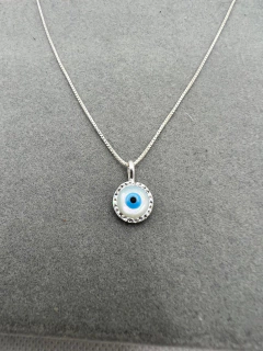 Colar 45 cm olho grego com cristais.