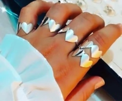 Anel dois corações um escovado e o outro espelhado. - comprar online