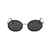 Óculos De Sol Da Moda Eva oval Preto metal com pedras nas lente