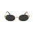 Óculos De Sol Da Moda Celeste Oval Pequeno Preto Lente Prafusada
