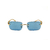 Óculos De Sol Da Moda Leona Lente Azul Metal Dourado Pantera Na Haste