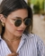 Óculos De Sol Da Moda Maya Metal Dourado Redondo Com Detalhe reto Clássico - loja online