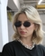 Óculos De Sol Da Moda Britney preto oval metal dourado com lentes parafusadas na internet