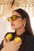 Óculos De Sol Da Moda Rosalía Quadrado Lente Amarela