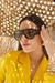 Óculos De Sol Da Moda Georgina Aviador Preto Lente Marrom - loja online