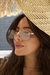 Óculos De Sol Da Moda Coralina Metal Prata Quadrado Lente Semi Espelhado Parafusado - loja online