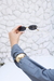 Óculos De Sol Da Moda Celina Lente Preto Metal Dourado Lente Prafusada na internet