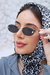 Óculos De Sol Da Moda Celina Lente Preto Metal Dourado Lente Prafusada