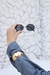 Óculos De Sol Da Moda Eva oval Preto metal com pedras nas lente