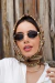 Imagem do Óculos De Sol Da Moda Hillary Geométrico Metal Dourado Com Correntinha