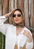 Óculos De Sol Da Moda Hillary Geométrico Metal Dourado Com Correntinha na internet