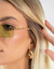 Óculos De Sol Da Moda Leona Lente Verde Metal Dourado Pantera Na Haste - loja online