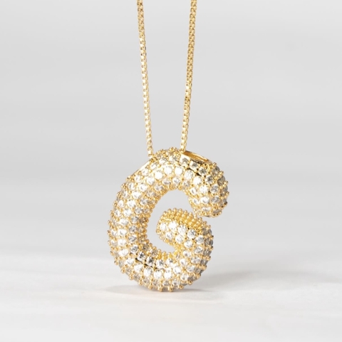 Colar Letra BUBBLE inicial cravejada - Escolha sua letra - comprar online