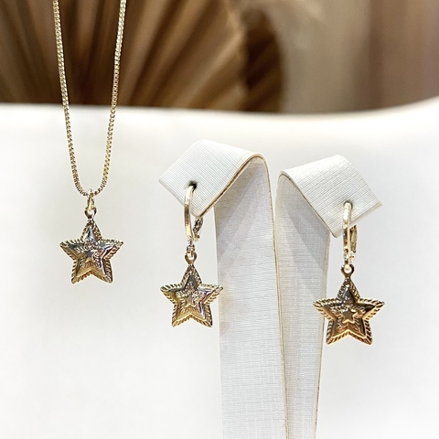Conjunto estrela Colar + Brinco - Banhado a Ouro 18k