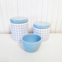 Trio Xadrez Vichy Azul Bebê - comprar online