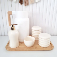 Kit Higiene Bebê 23x33cm Ondulado Creme e Branco - Térmica Organic - comprar online