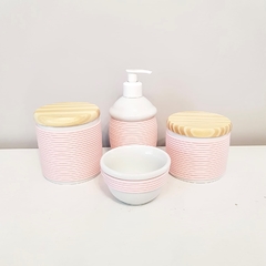 Conjunto 4 pçs Porcelana com Alinhavado Rosé - comprar online