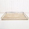 Bandeja 20x30cm Metal Dourado e Vidro - Fundo Palha