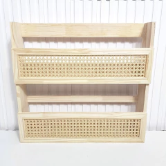 Prateleira 2 andares madeira pinus e palhinha indiana Oikos - comprar online