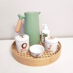 Kit Safári (animais da Selva) - bandeja bambu + térmica Nórdica - KITCUTI BABY DECOR