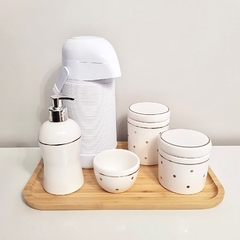 Kit 24x36cm BRANCO COM POÁS E FILETE PRATEADO
