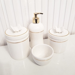 Conjunto 4 pçs Branco com Filete Dourado - Borboleta - comprar online