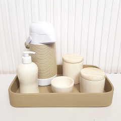 Bandeja 24x36cm Couro Pu Bege Camurça - loja online