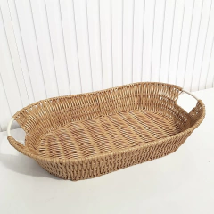 Bandeja / Cesto Oval Fibra Sintética Marrom Claro 46x28cm - comprar online