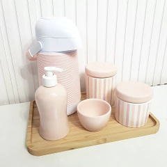 Kit HIgiene Bebê 23x33cm Listras Rosa Rosé - Térmica Alinhavada na internet