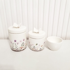 Trio Jardim Encantado Floral com Borboleta - diversas cores
