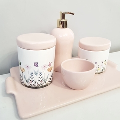 Kit Jardim Encantado Floral Rosé + Bandeja Reta - comprar online