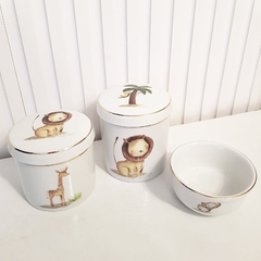 Trio Safári + filete ouro - Porcelana - comprar online