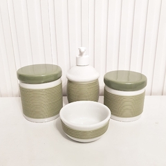 Conjunto 4 pçs Porcelana com Alinhavado Verde Oliva na internet