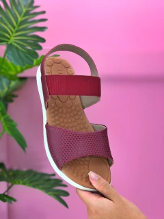 Sandália Usaflex Couro Texturizado Vermelho AF0306 - comprar online