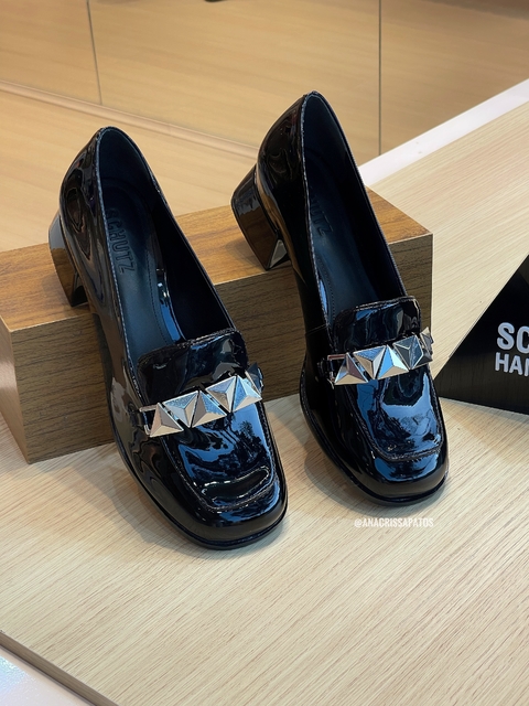 Mocassim/Scarpin Schutz Preto Verniz Ref: S21703 0001 0001U - Leiam a descrição