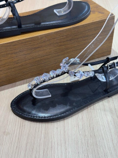 Schutz Flat Couro Pedras Zircônia Rasteira na internet