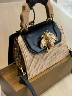 Schutz Bolsa Believe Preta/Palha Pequena - comprar online