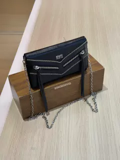 Schutz Bolsa Carteira Zíper Couro Preto