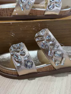 Schutz Birken Couro Dourado Pedraria Papete Cortiça - comprar online
