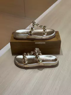 Schutz Birken Couro Dourado Esferas Metal Papete