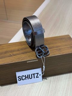 Schutz Cinto Cor Aço Couro Fivela SS Ônix