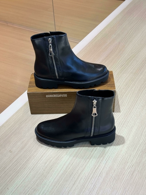 Schutz Bota Preta Couro Zíper