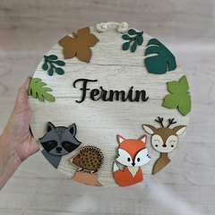 Cartel de nacimiento Animales del bosque nordico