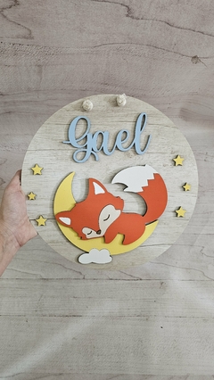 Cartel de nacimiento Zorrito en la luna