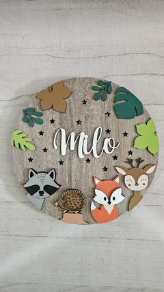 Cartel de nacimiento con luz animales del bosque - comprar online